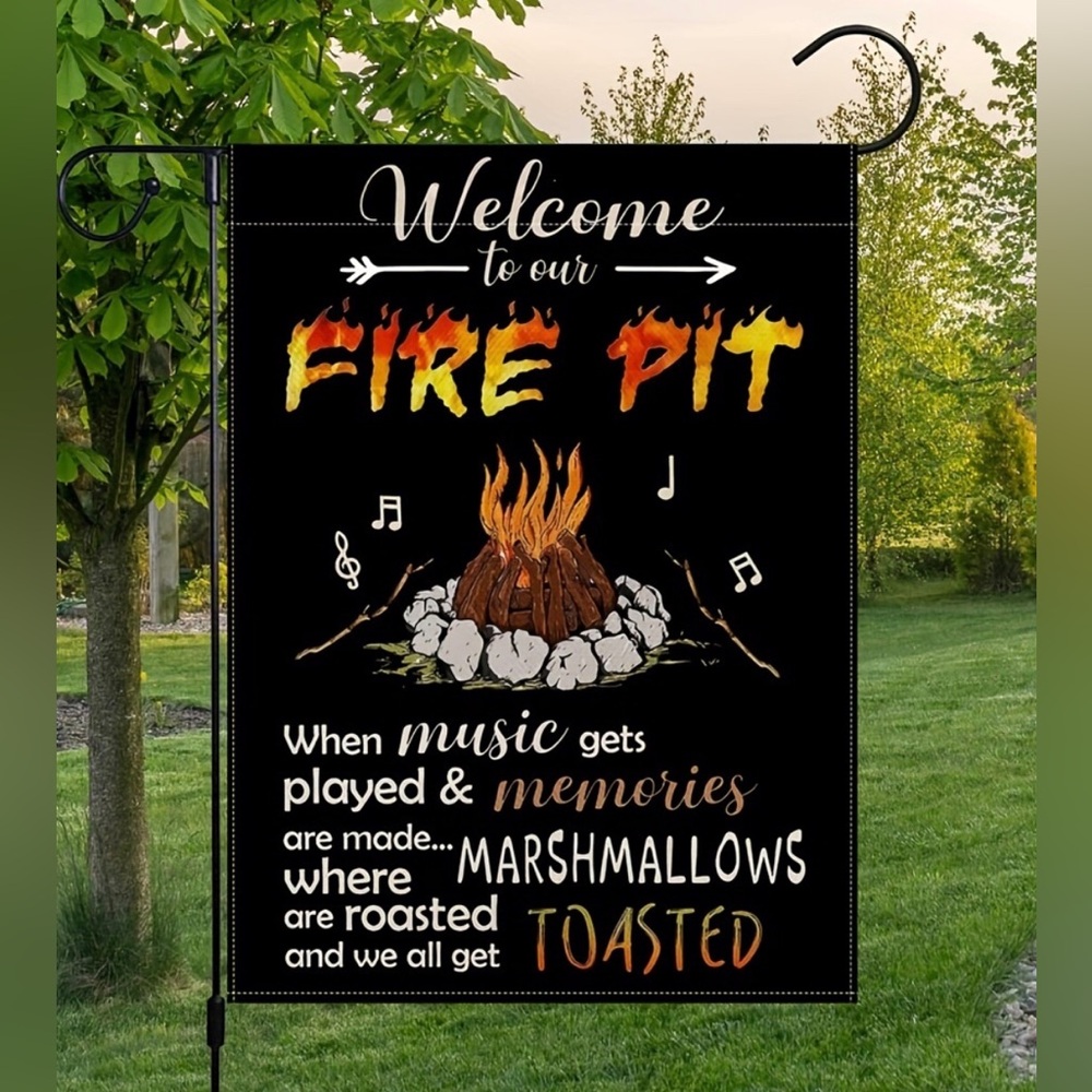 Fire Pit Welcome Flag NIB